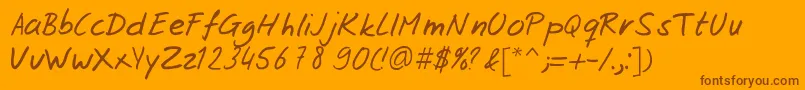 Josschrift-Schriftart – Braune Schriften auf orangefarbenem Hintergrund