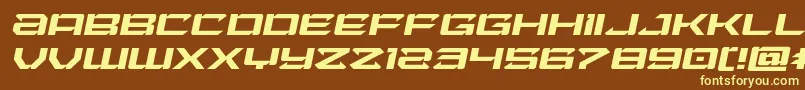 Laserwolfexpandital-fontti – keltaiset fontit ruskealla taustalla