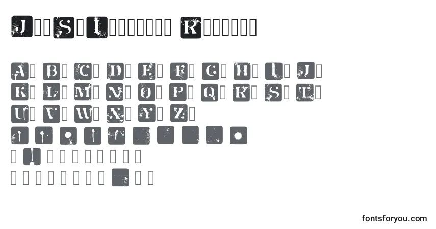 Czcionka JotSpInverted Regular – alfabet, cyfry, specjalne znaki