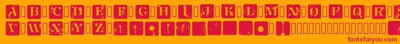 JotSpInverted Regular-Schriftart – Rote Schriften auf orangefarbenem Hintergrund