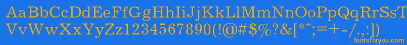 フォントJOURNAL – オレンジ色の文字が青い背景にあります。