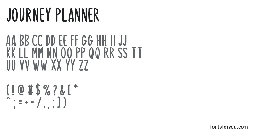 Czcionka Journey Planner – alfabet, cyfry, specjalne znaki