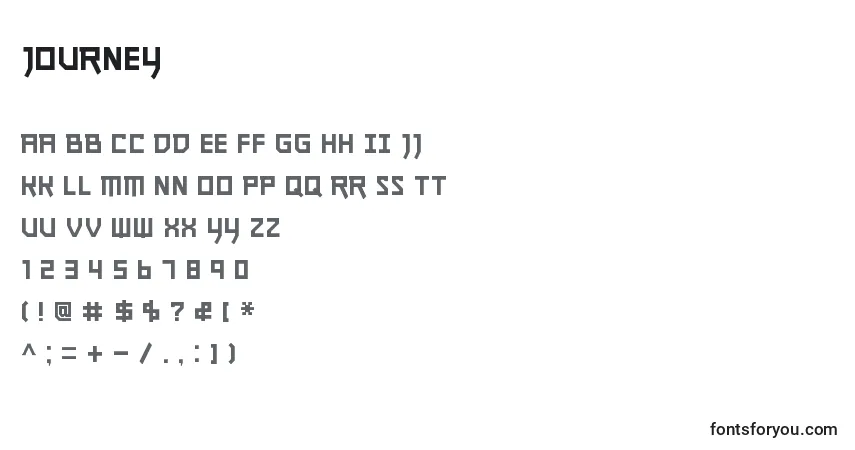 Schriftart Journey (131068) – Alphabet, Zahlen, spezielle Symbole