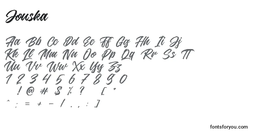 Schriftart Jouska – Alphabet, Zahlen, spezielle Symbole