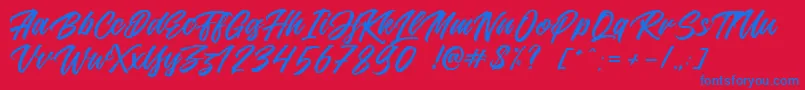 Jouska Font – Blue Fonts on Red Background