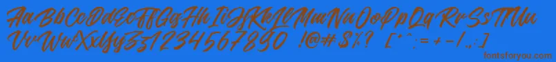 Jouska Font – Brown Fonts on Blue Background