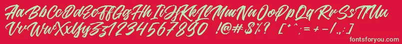 Jouska Font – Green Fonts on Red Background