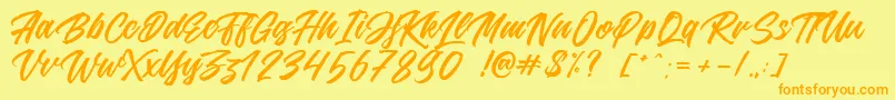 Jouska Font – Orange Fonts on Yellow Background