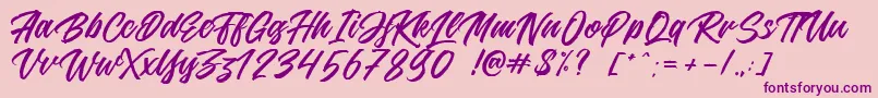 Jouska-fontti – violetit fontit vaaleanpunaisella taustalla