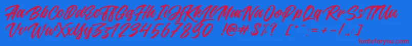 Jouska Font – Red Fonts on Blue Background