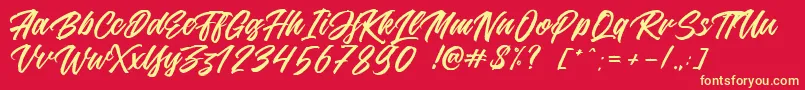 Jouska Font – Yellow Fonts on Red Background