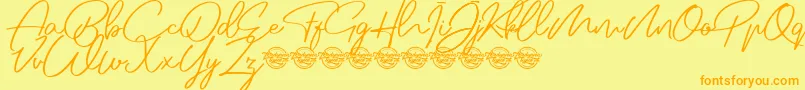 Jovanka demo-Schriftart – Orangefarbene Schriften auf gelbem Hintergrund