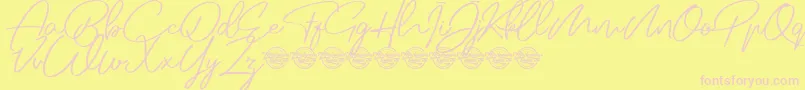 Jovanka demo-fontti – vaaleanpunaiset fontit keltaisella taustalla