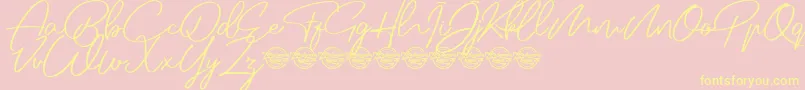 Jovanka demo-Schriftart – Gelbe Schriften auf rosa Hintergrund