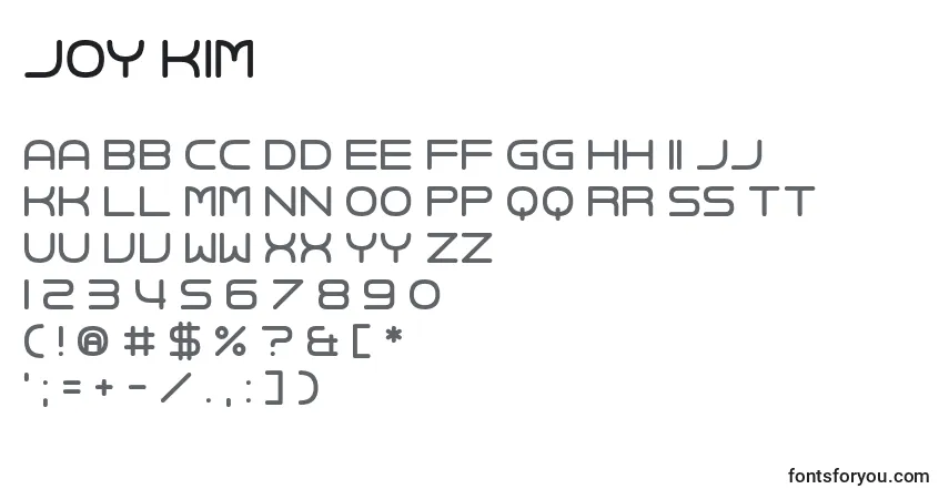 Czcionka Joy Kim – alfabet, cyfry, specjalne znaki