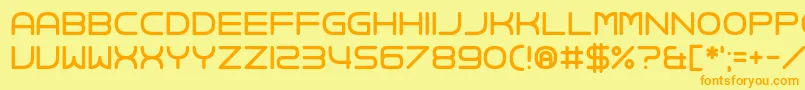 フォントJoy Kim – オレンジの文字が黄色の背景にあります。