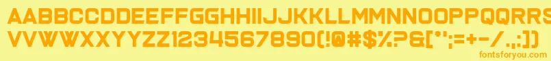 フォントJoy Multiplication – オレンジの文字が黄色の背景にあります。