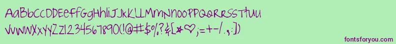 Joyful Juliana Font – Purple Fonts on Green Background