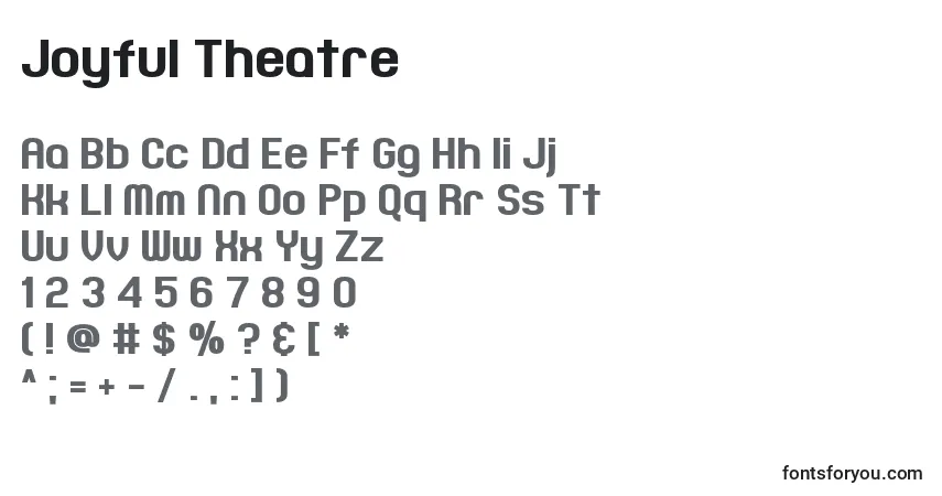 Czcionka Joyful Theatre – alfabet, cyfry, specjalne znaki