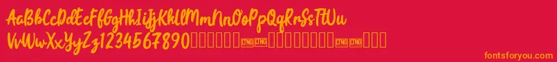 joyfulness script free for personal Font – Orange Fonts on Red Background