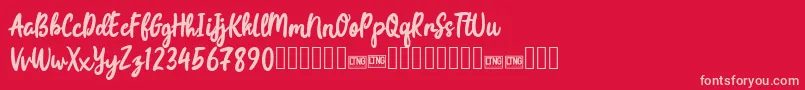 joyfulness script free for personal Font – Pink Fonts on Red Background