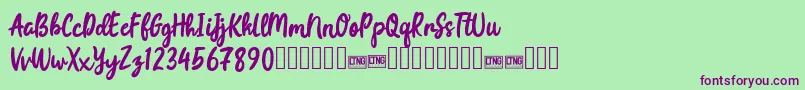 joyfulness script free for personal Font – Purple Fonts on Green Background