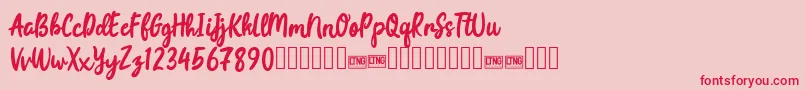 joyfulness script free for personal Font – Red Fonts on Pink Background