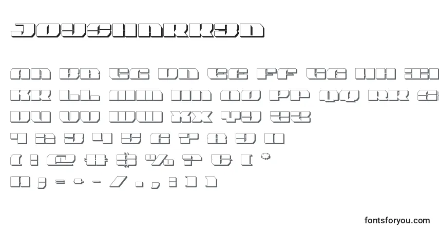 A fonte Joyshark3d – alfabeto, números, caracteres especiais
