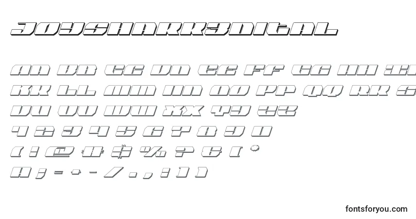 Joyshark3dital-fontti – aakkoset, numerot, erikoismerkit