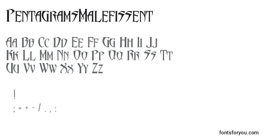 Fuente PentagramsMalefissent - alfabeto, números, caracteres especiales