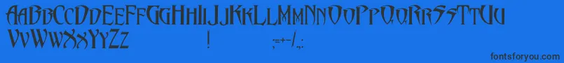 PentagramsMalefissent-Schriftart – Schwarze Schriften auf blauem Hintergrund