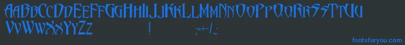 Weitere Informationen zur PentagramsMalefissent-Schriftart PentagramsMalefissent-Schriftart – Blaue Schriften auf schwarzem Hintergrund