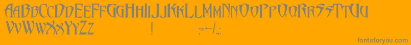 PentagramsMalefissent-Schriftart – Graue Schriften auf orangefarbenem Hintergrund