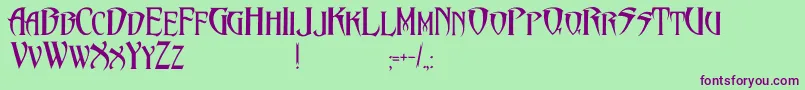 フォントPentagramsMalefissent – 緑の背景に紫のフォント