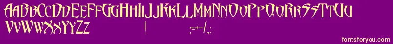 フォントPentagramsMalefissent – 紫の背景に黄色のフォント