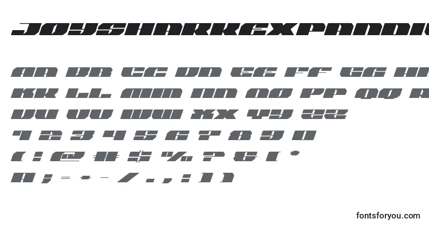 A fonte Joysharkexpandital – alfabeto, números, caracteres especiais