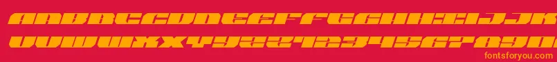 フォントjoysharkexpandital – 赤い背景にオレンジの文字