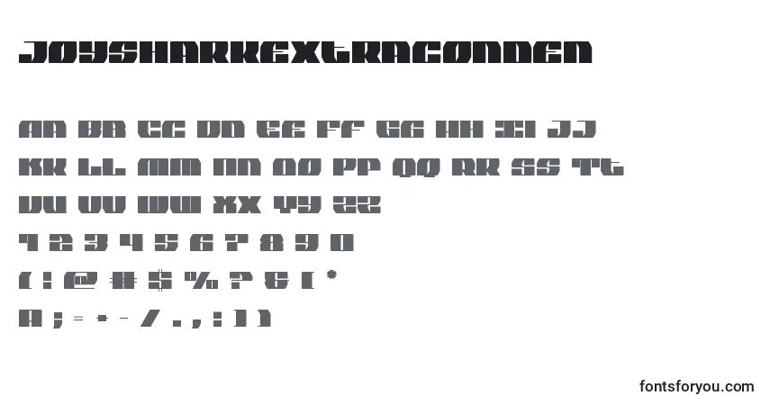 Czcionka Joysharkextraconden – alfabet, cyfry, specjalne znaki
