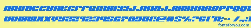 joysharkextracondenital Font – Blue Fonts on Yellow Background