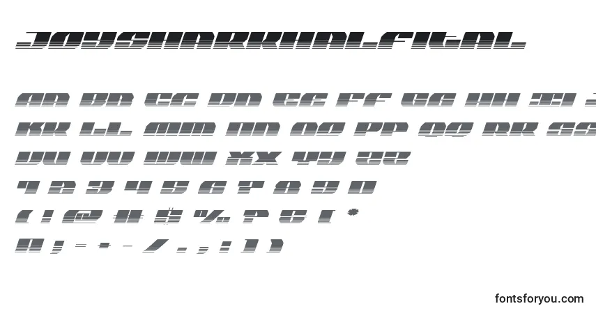 Czcionka Joysharkhalfital – alfabet, cyfry, specjalne znaki