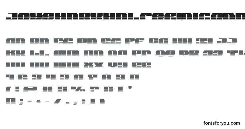 Czcionka Joysharkhalfsemicond – alfabet, cyfry, specjalne znaki