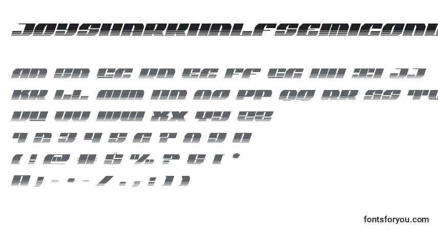 Joysharkhalfsemicondital-fontti – aakkoset, numerot, erikoismerkit