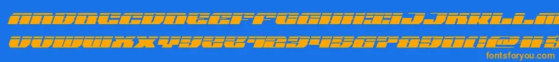 Weitere Informationen zur joysharklaserital-Schriftart joysharklaserital-Schriftart – Orangefarbene Schriften auf blauem Hintergrund