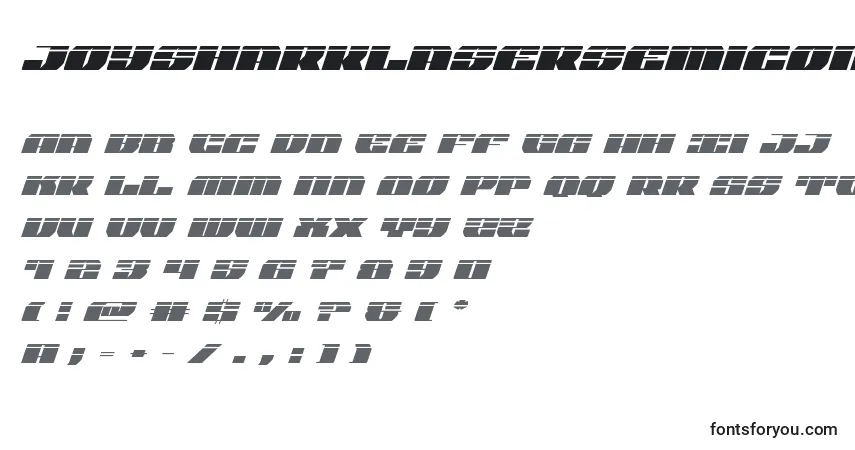 Joysharklasersemicondital Font – alphabet, numbers, special characters