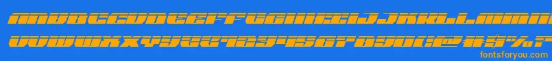 joysharklasersemicondital-Schriftart – Orangefarbene Schriften auf blauem Hintergrund