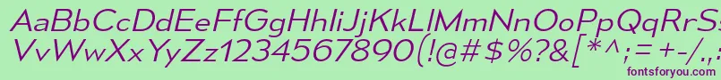 MesmerizeSeLtIt-fontti – violetit fontit vihreällä taustalla