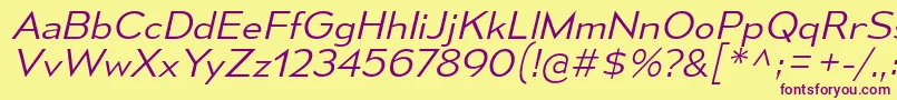 MesmerizeSeLtIt-fontti – violetit fontit keltaisella taustalla