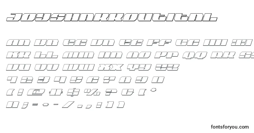 Schriftart Joysharkoutital – Alphabet, Zahlen, spezielle Symbole