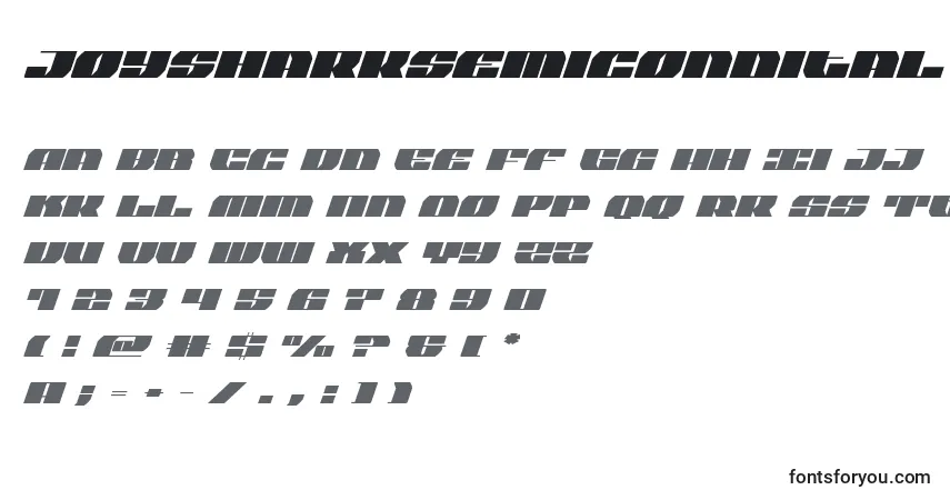 A fonte Joysharksemicondital – alfabeto, números, caracteres especiais