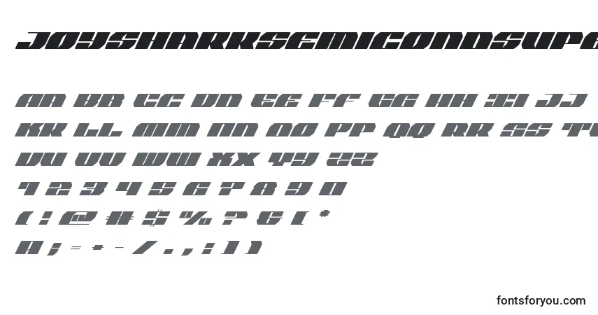 Czcionka Joysharksemicondsuperital – alfabet, cyfry, specjalne znaki